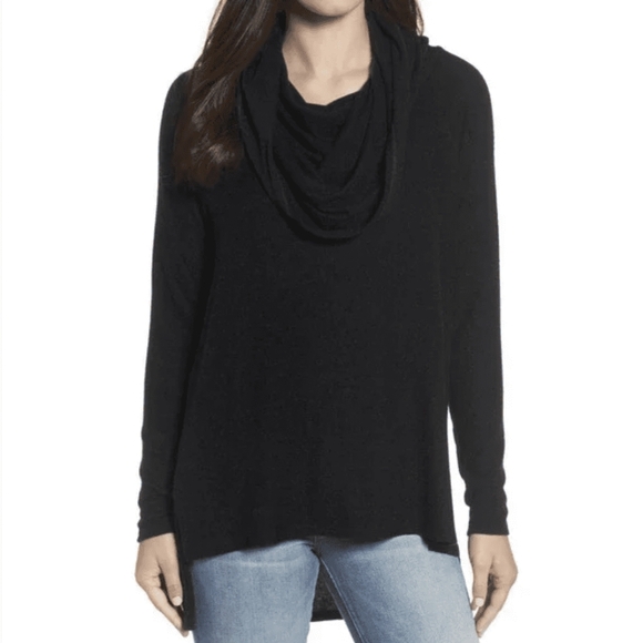 Gap Dark Gray Super Soft Cowl Neck Tunic Long Sleeve Knit Top Sweater XL Tall - Picture 1 of 8